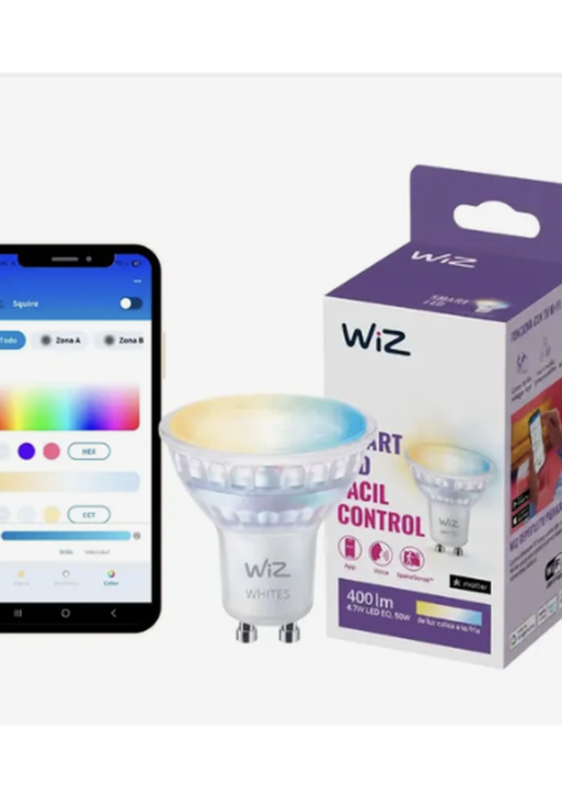 Lámpara Dicroica Inteligente WiZ GU10 WiFi – Luz Blanca Regulable